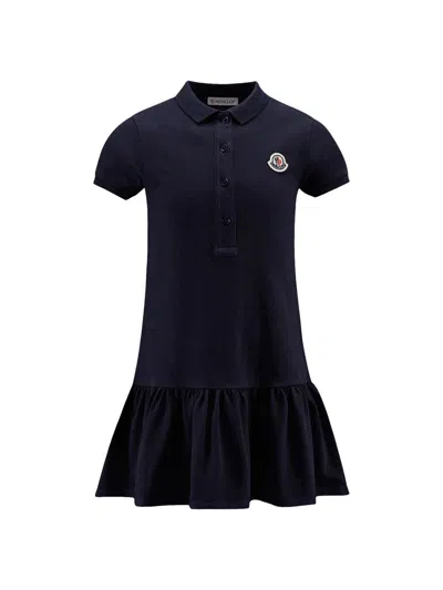 Moncler Little Girl's & Girl's Dress In Cotton Piquet In Blue