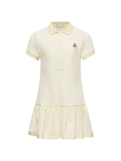 Moncler Little Girl's & Girl's Dress In Cotton Piquet In Yellow