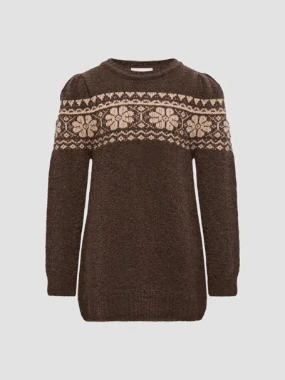 Moncler Geometric Jacquard Sweater Dress In Brown