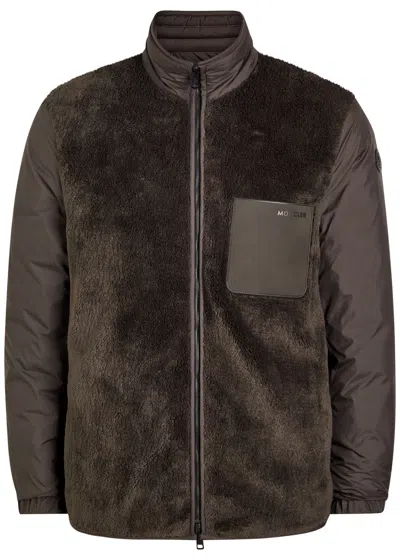 Moncler Livra Giubbotto Reversible Fleece And Shell Jacket In Brown