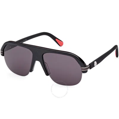 Moncler Lodge Smoke Navigator Men's Sunglasses Ml0267 01a 57 In Black