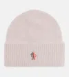 Moncler Logo Alpaca Wool-blend Beanie In Pink