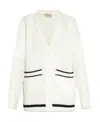 Moncler Logo Wool Blend Cardigan In White