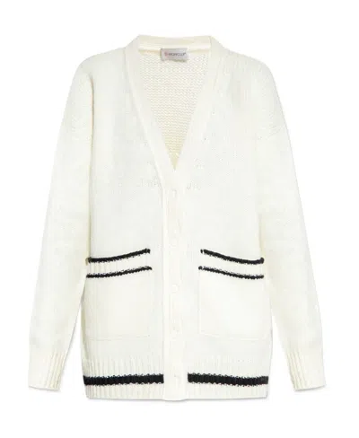 Moncler Logo Wool Blend Cardigan In Multi