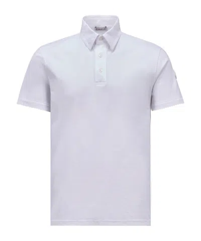 Moncler Logo-appliqué Cotton Polo Shirt In White