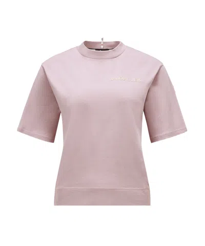 Moncler Logo-appliqué Cotton T-shirt In Pink