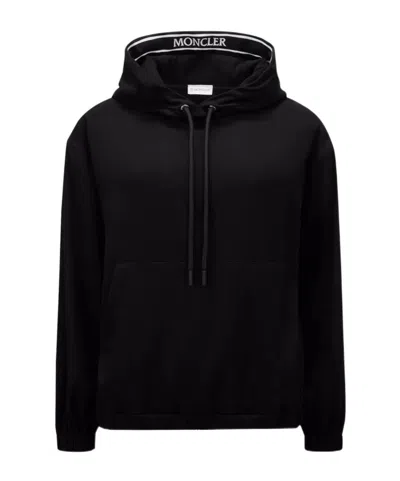 Moncler Hooded Satin Top Black