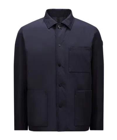 Moncler Cougourde Down Shacket In Blue