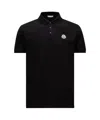 Moncler Logo Patch Cotton Piquet Polo Shirt In Black