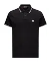 Moncler Logo Patch Cotton Polo Shirt In Black