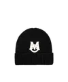 Moncler Embroidered Monogram Beanie In Black