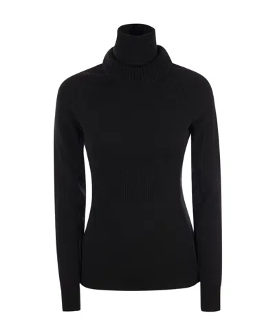 MONCLER WOOL  FLEECE POLO NECK JUMPER
