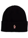Moncler Logo-appliqué Beanie In Black