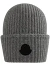 Moncler Logo-appliqué Beanie In Grey