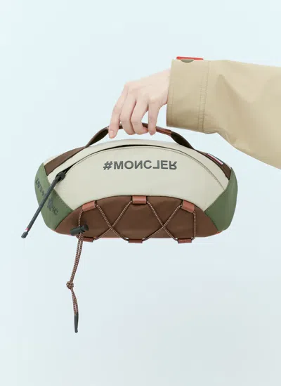 Moncler Logo Applique Belt Bag In Beige