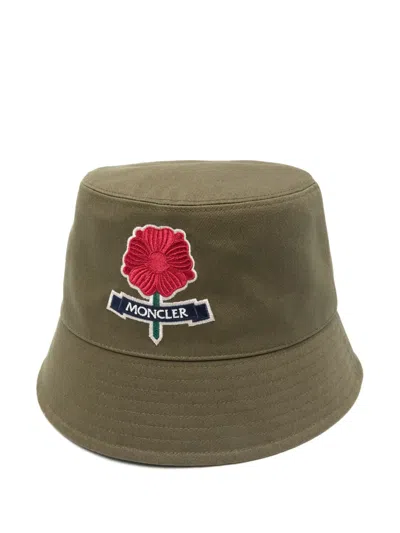 Moncler Logo-appliqué Bucket Hat In Green