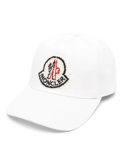 Moncler White Logo-applique Cotton Baseball Cap