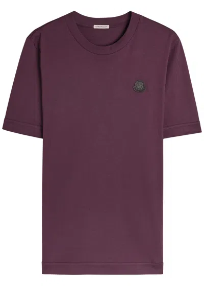 Moncler Logo-appliqué Cotton T-shirt In Purple
