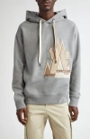 Moncler Cotton Hoodie With Hood And Drawstring In Light Grey