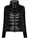 Moncler Mixed Media Wool Puffer Cardigan In Black