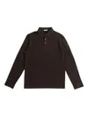 Moncler Logo-appliqué Long-sleeve Polo Shirt In Brown
