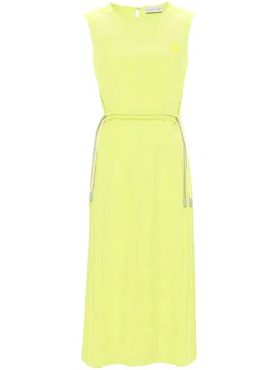 Moncler Women's Column Dress With Pleated Detailing In Green