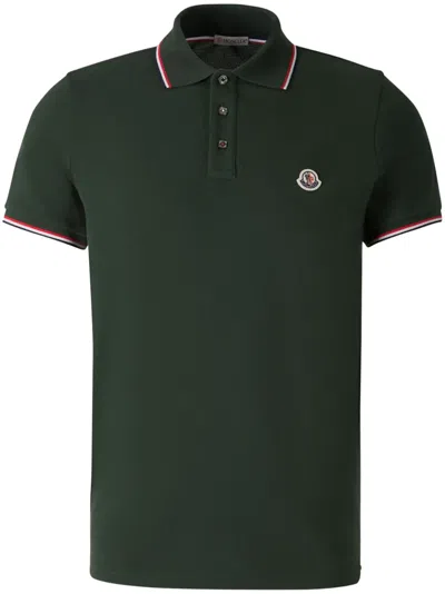 Moncler Logo-patch Polo Shirt In Green