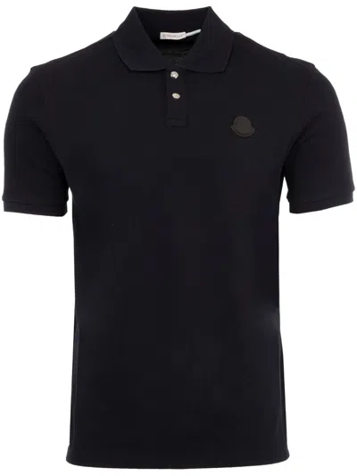 Moncler Logo-appliqué Polo Shirt In Blue