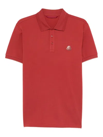 Moncler Logo-appliqué Polo Shirt In Red