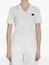 Moncler Cotton Piquet Pole With Logo Patch In White