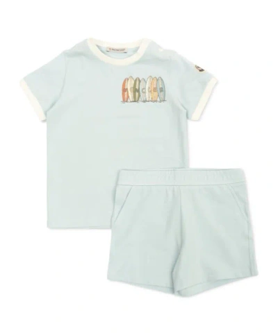 Moncler Kids' Logo-appliqué Shorts Set In Green