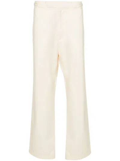 Moncler Logo-appliqué Straight Trousers In Neutrals