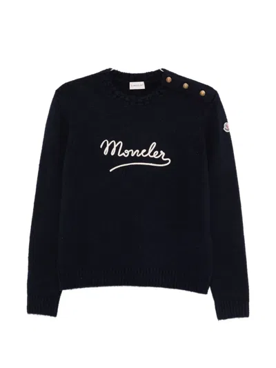 Moncler Logo-appliqué Sweater In Blue