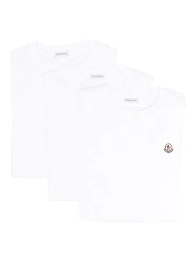 Moncler Logo-appliqué T-shirts (pack Of Three) In White