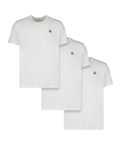 Moncler Three-pack Logo-appliquéd Cotton-jersey T-shirts In White