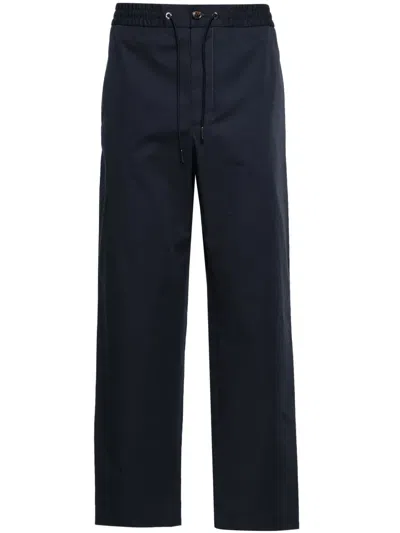 Moncler Logo-appliqué Tapered Trousers In Blue