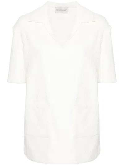 Moncler Logo-appliqué Textured Top In Neutrals