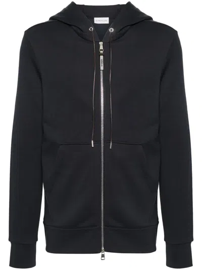 Moncler Logo-appliqué Zipped Hoodie In Blue