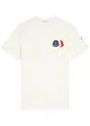 Moncler Cotton T-shirt With Ribbed Crew Neck And Signature Logo Patches In Neutral