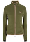 Moncler Logo-appliquéd Fleece Cardigan In Green