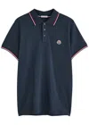 Moncler Logo-appliquéd Piqué Cotton Polo Shirt In Blue