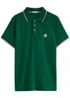 Moncler Logo-appliquéd Piqué Cotton Polo Shirt In Dark Green