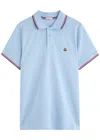 Moncler Logo-appliquéd Piqué Cotton Polo Shirt In Light Blue