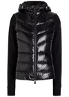Moncler Logo-appliquéd Quilted Shell And Fleece Cardigan In Black