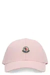 Moncler Pink Baseball Cap With Logo Patch In Cotton Woman