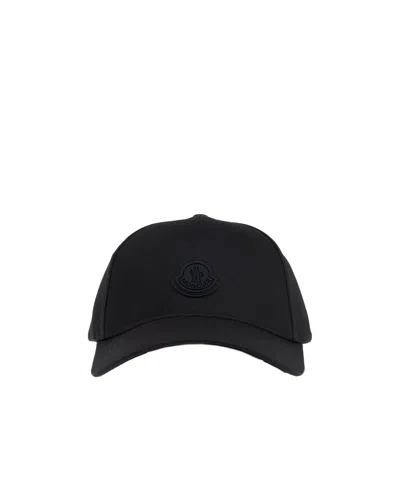 Moncler Logo Baseball Cap In Black