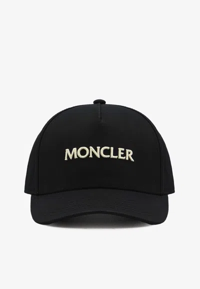 Moncler Logo Baseball Cap In Black