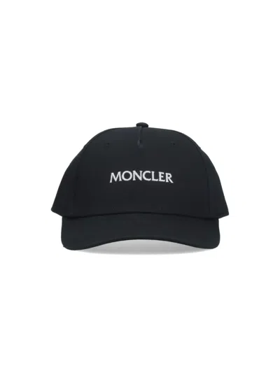 Moncler Logo Baseball Cap In Black
