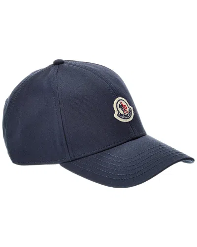 Moncler Cotton Gabardine Baseball Cap In Blue