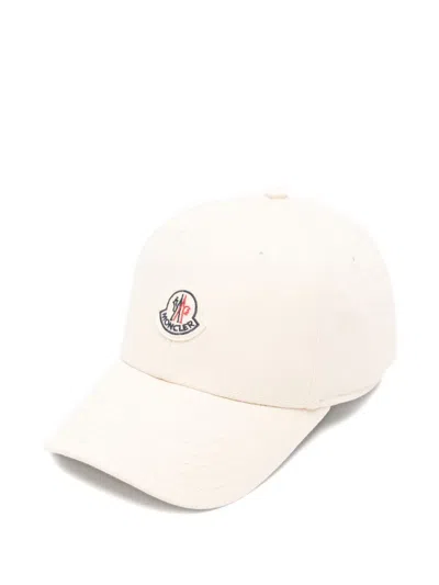 Moncler Cotton Baseball Cap With Logo Patch In White